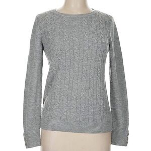 Talbots Light Gray Cable Knit Sweater size Medium